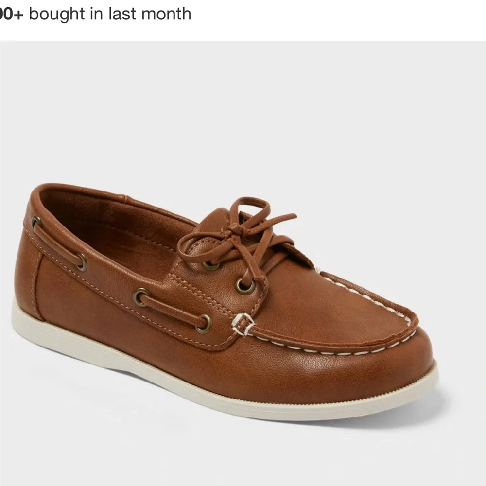 Boys Brown Leather Boat Shoes Size 6